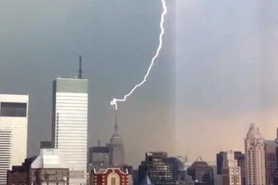 Keith Olbermann Tweeted this photo, saying: "Touchdown! Vivid thunderstorm connects with the Empire State Building"